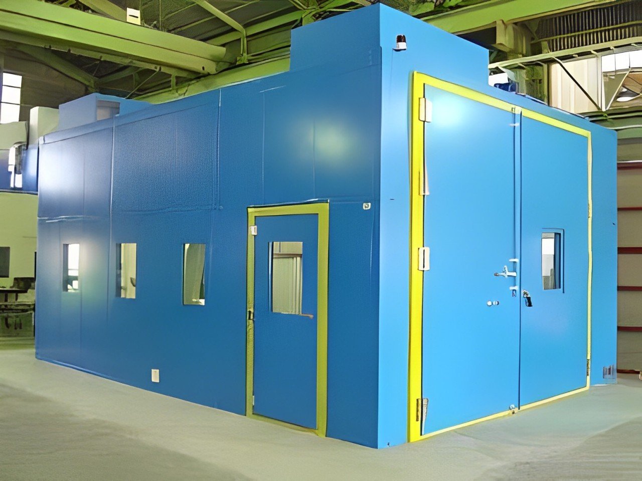 corner view closed door thermal spraying room corner view closed door thermal spraying room