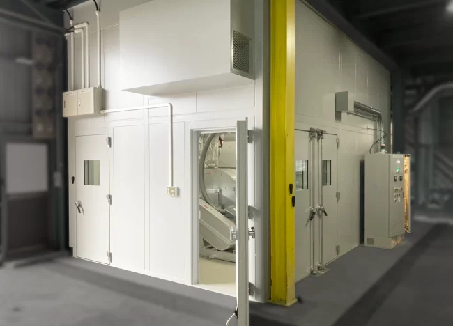 corner view of Soundproof Cover for Dust Collector