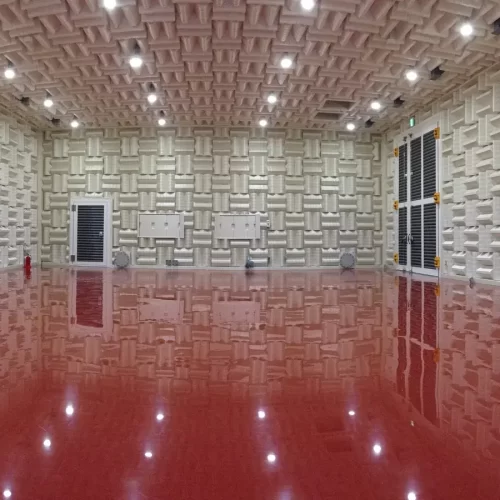 full view of a semi anechoic chamebr with two doors full view of a semi anechoic chamebr with two doors