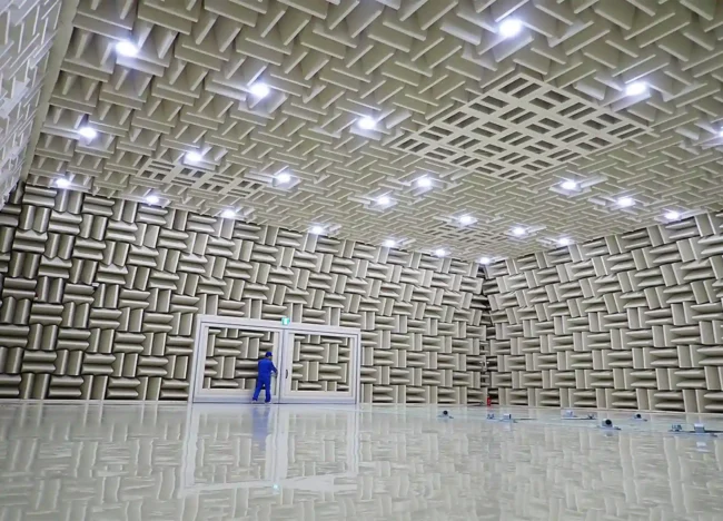 Large semi anechoic chamber with big doors