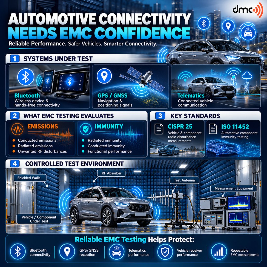 Automotive Bluetooth, GPS & Telematics EMC Testing