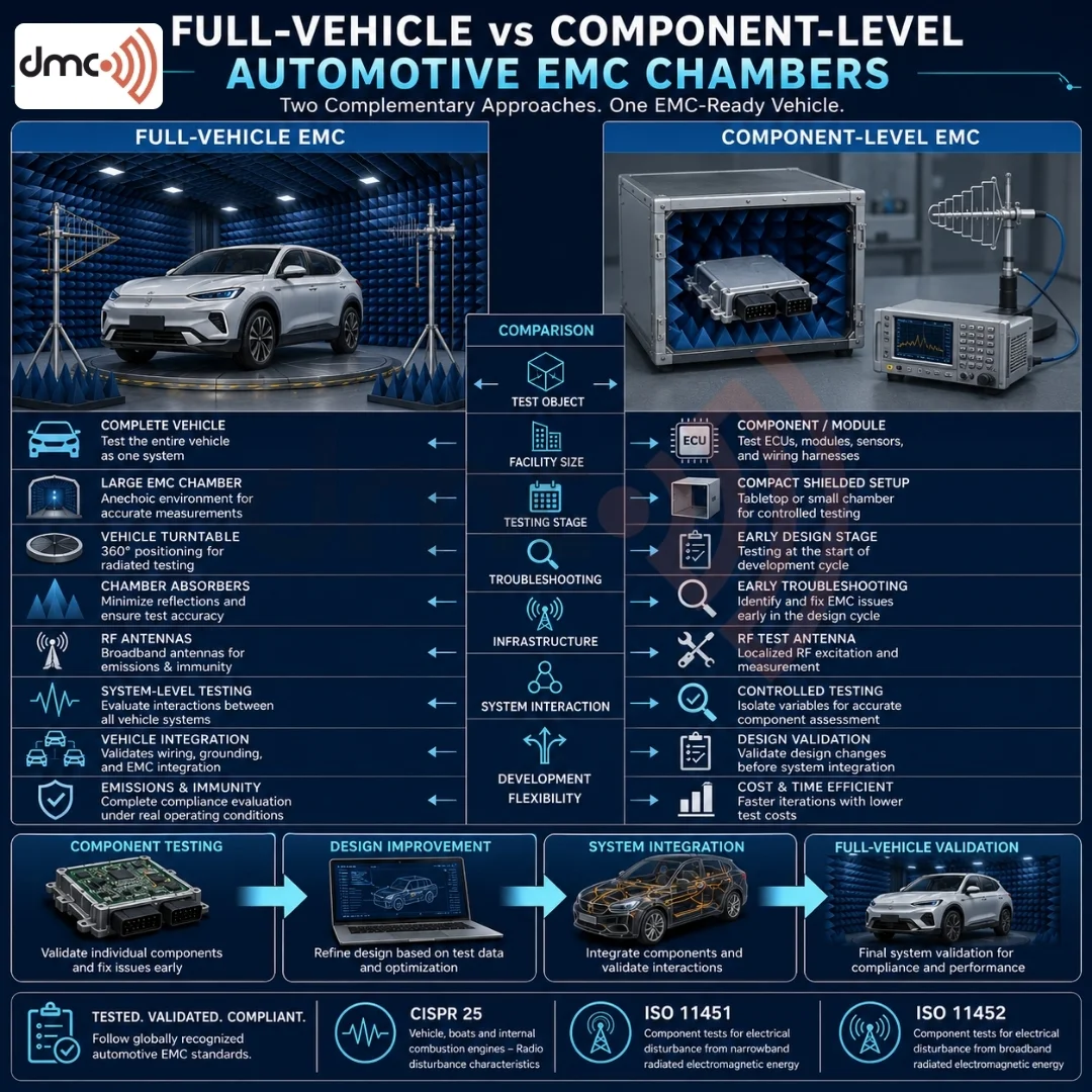 Full Vehicle vs Component Level Automotive EMC Chambers